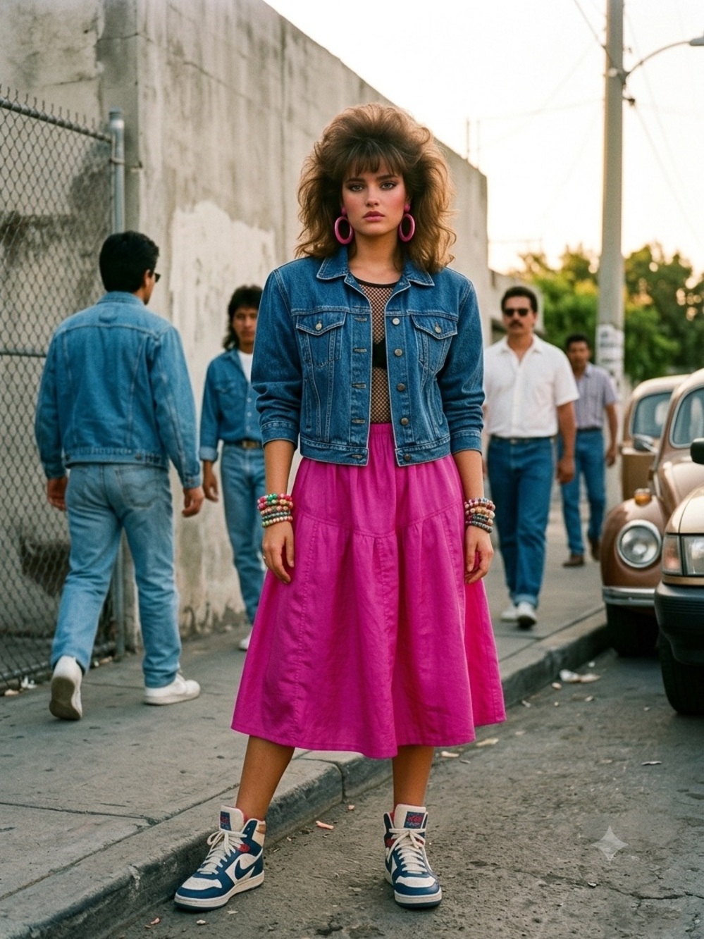 Vintage Women's Fuchsia Maxi Skirt - Elastic Waist